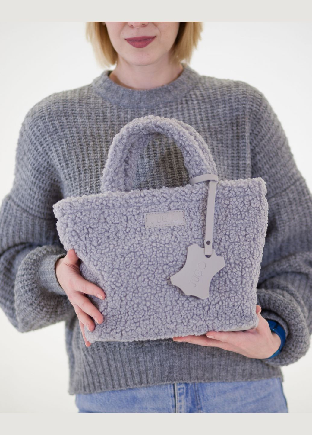 Женская меховая сумка-шопер Rami mod 2 черного цвета искусственный мех и экокожа JUGO Rami 2 (289869510)