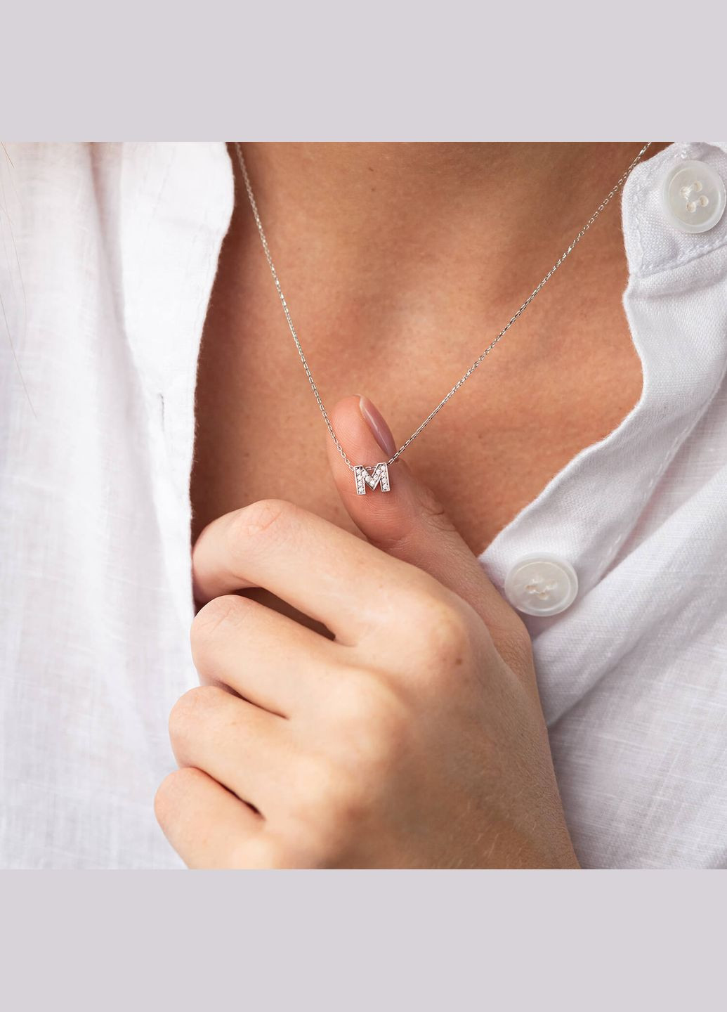 Колье с буквой Е в белом золоте (фианиты) кол01329Е 45 Oniks (334688783)