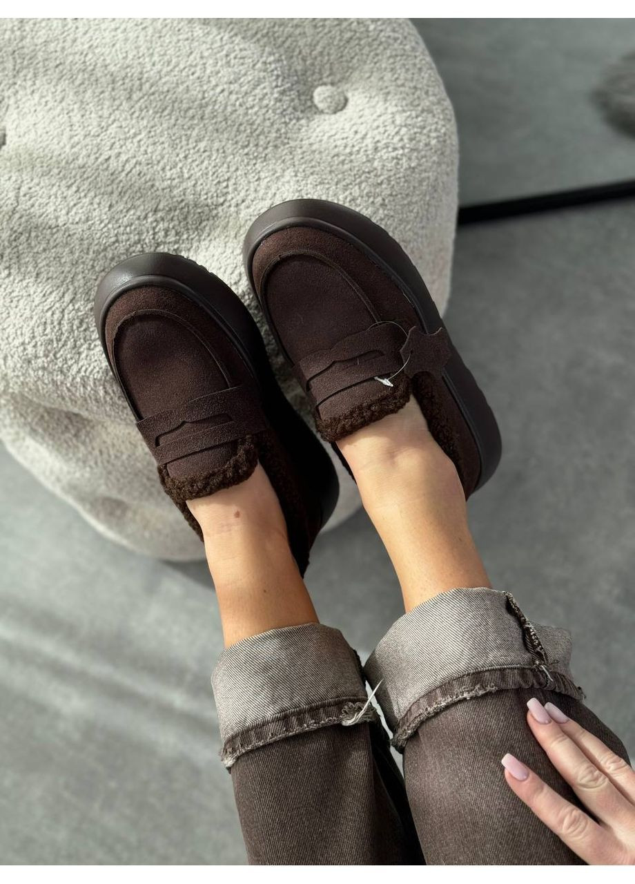 Жіночі зимові автоледі Stelary, шоколадні, натуральна замша, на платформі з екохутром No Brand (366079977)