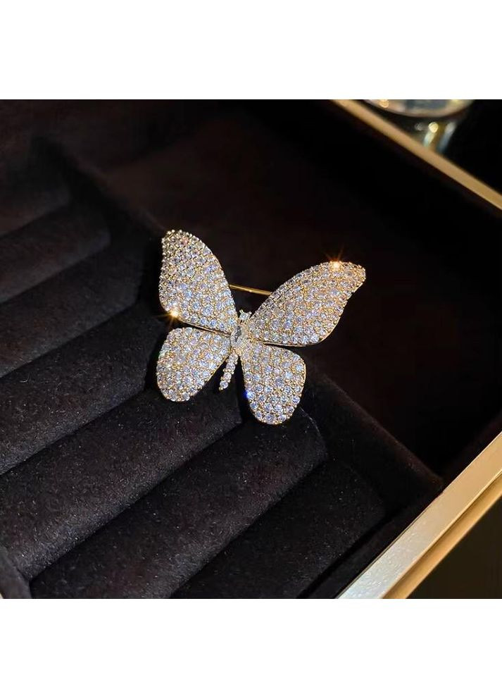 Брошь "Бабочка" женская, желтый метал No Brand (329193678)