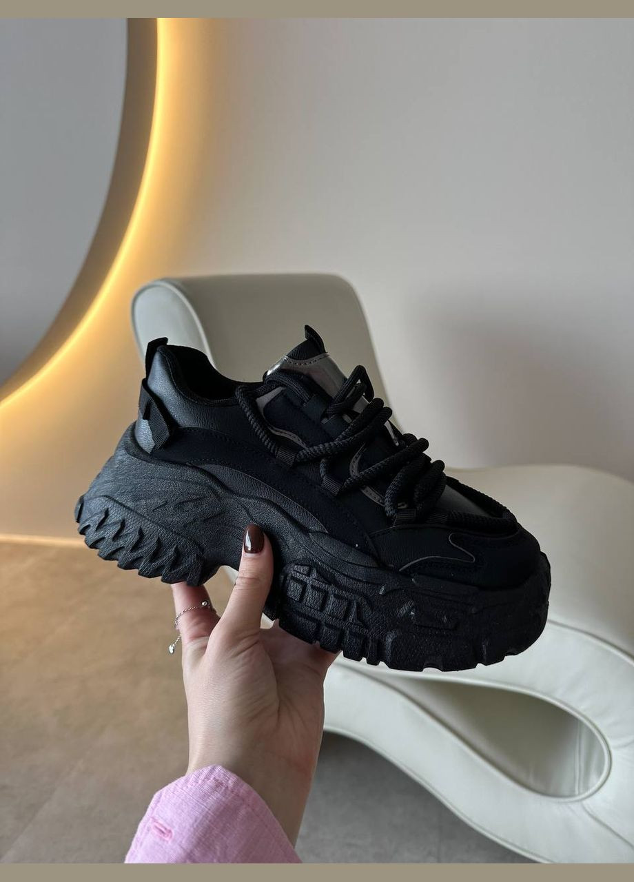 Стильные женские кроссовки No Brand чёрные демисезоны (322886783)