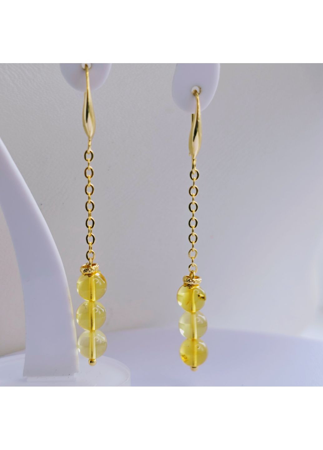 Сережки 3360 з натурального бурштину медовий відтінок MINOV (361149439)