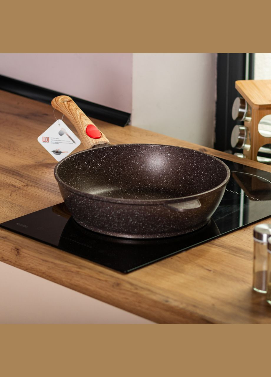 Сковорода універсальна алюмінієва 28 см зі знімною ручкою, кавовий MGC (322771203)