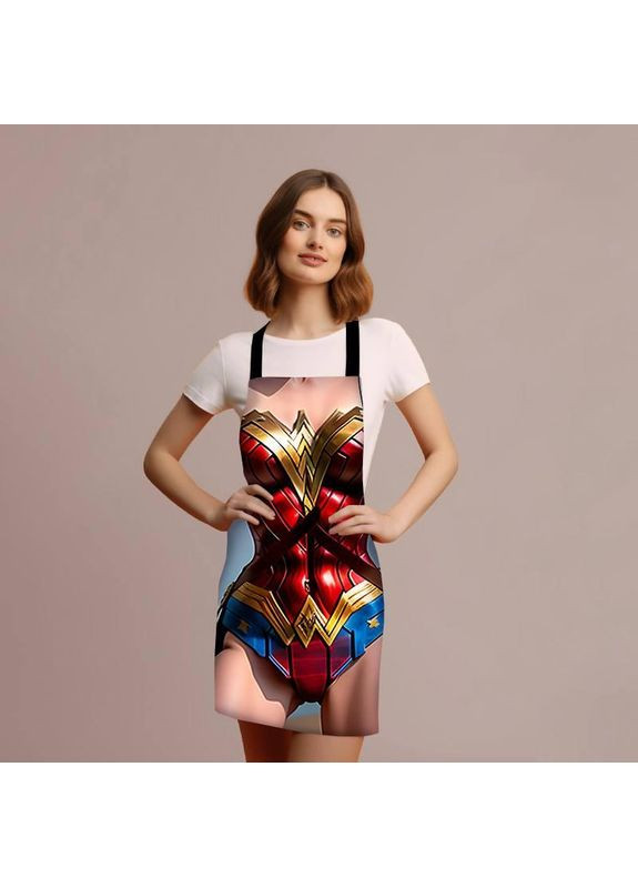 Фартук с дизайном Супер Женщина Прикольный передник с принтом размер 80×60 Україна ТД (369658415)