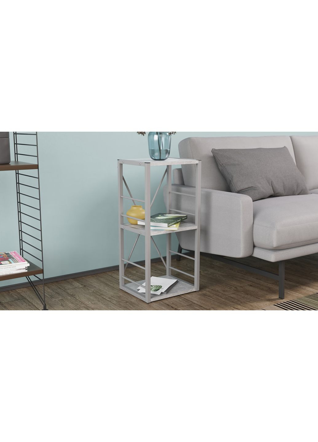 Этажерка 3/34 Серии Конект 73x34x28 ДСП Бетон 16мм (FRD-105545) Ferrum-decor (361113667)