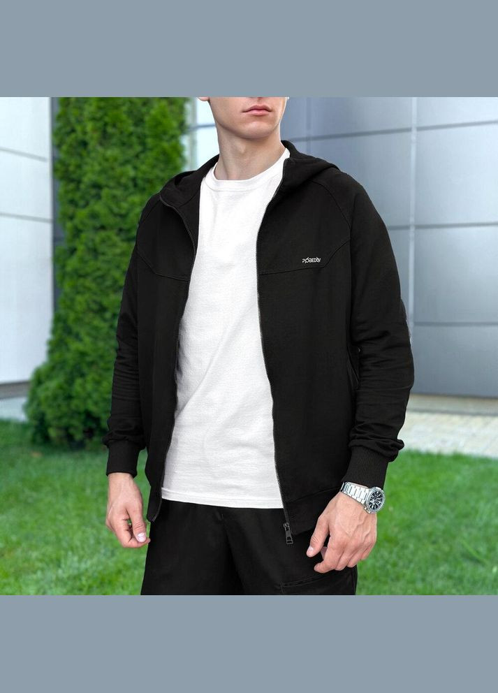 Чоловіча кофта демісезонна двонитка чорна No Brand (342120271)