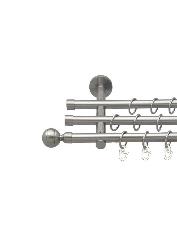 Карниз Паола металлический трехрядный цилиндр (20 см) гладкая труба Нержавеющая сталь 16\16\16 мм 160 см (5503407) ORVIT (300797544)