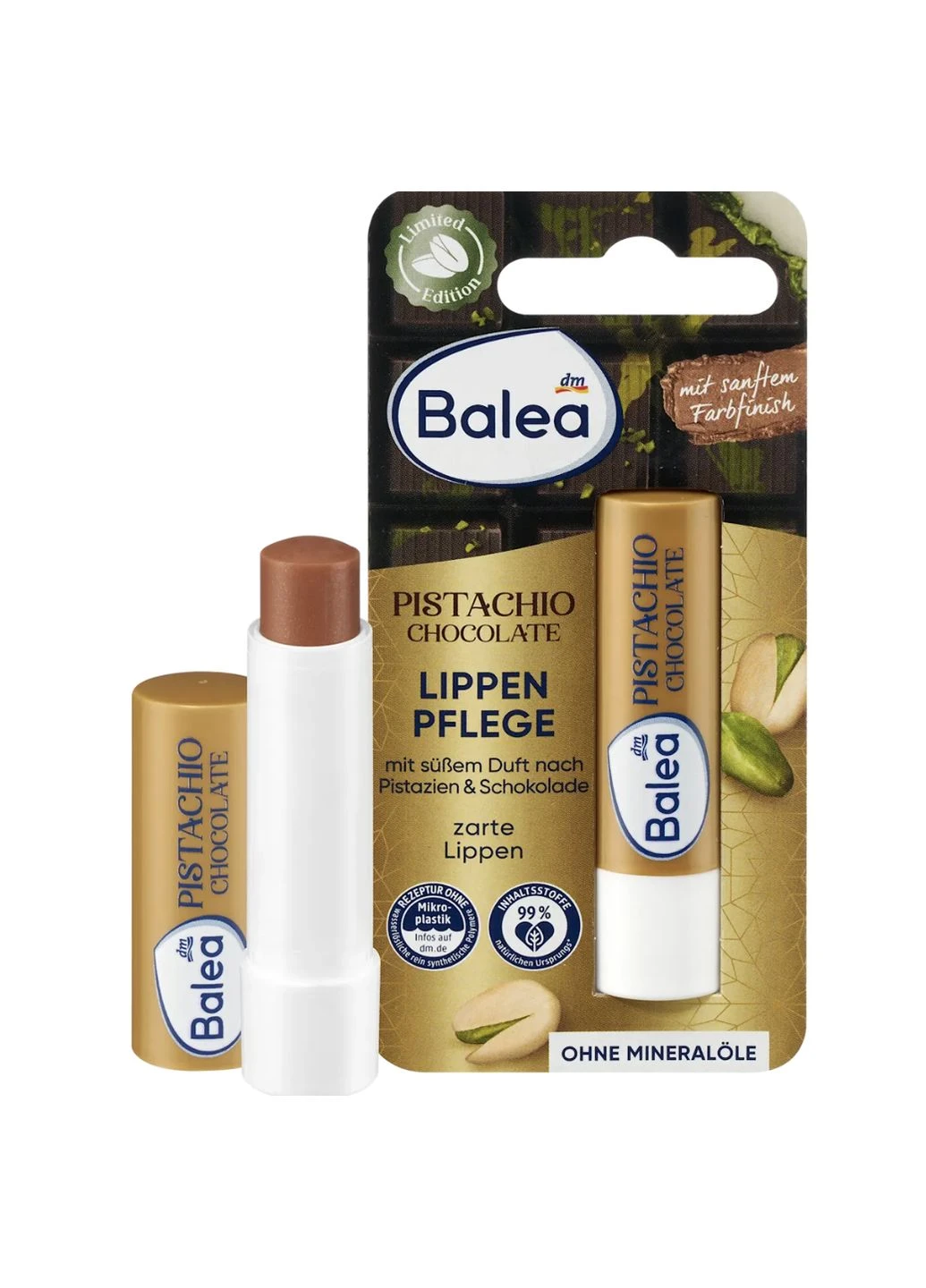 Бальзам для губ со сладким ароматом фисташек и шоколада Lippenpflege Pistachio Chocolate, 4,8 g Balea (366569508)