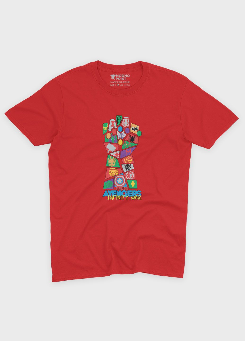 Красная демисезонная футболка для мальчика с принтом супергероями - мстители (ts001-1-sre-006-025-003-b) Modno