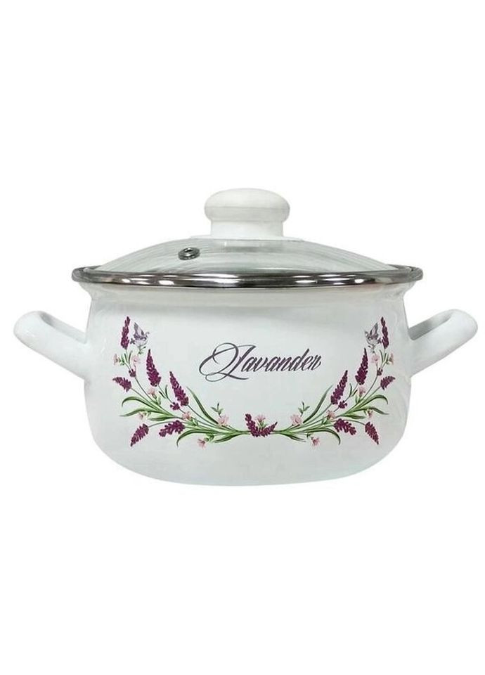 Каструля емальована Lavander 6832794 24 см 6 л біла IDEA HOME (335972630)