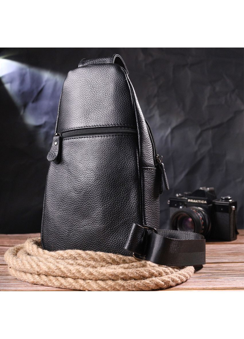 Современная мужская сумка через плечо из натуральной кожи 21307 Черная Vintage (366880894)
