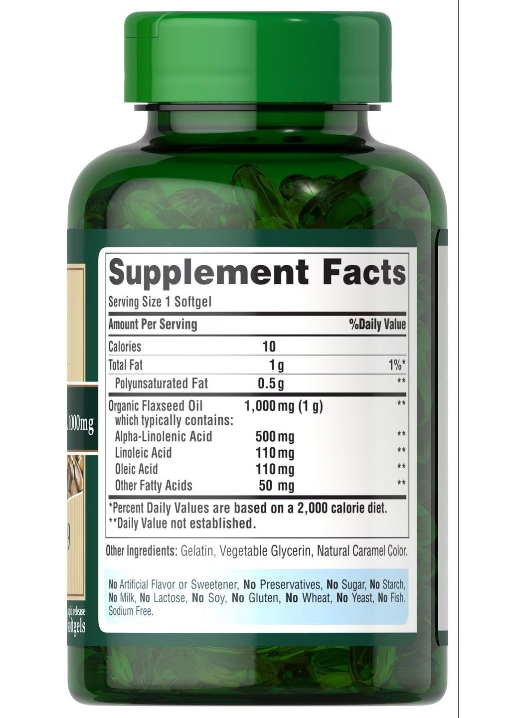 Льняна олія Puritan's Pride Flax Oil 1000 mg (Омега-3,6,9) 60 Softgels Puritans Pride (294444825)