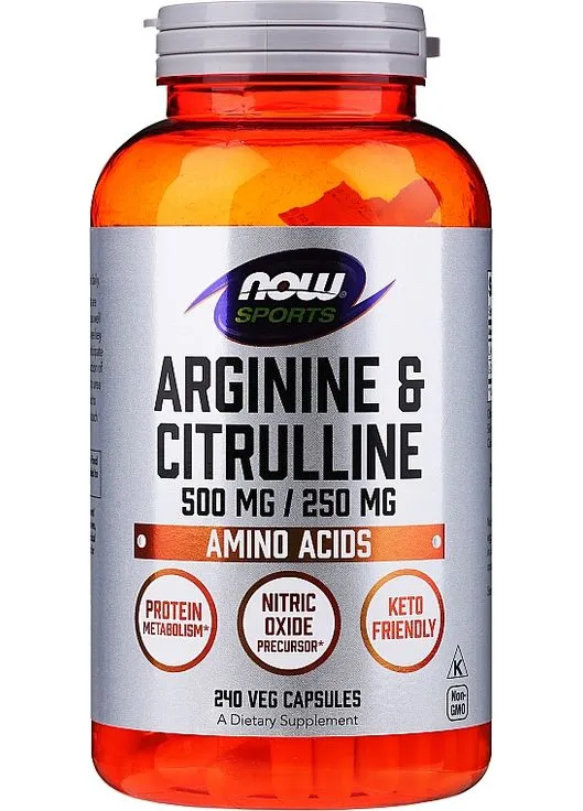 Амінокислоти "Аргінін і цитрулін" Arginine & Citrulline Sports 120шт (875925-11248032) Now Foods (368610698)
