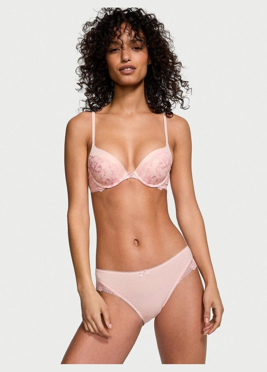 Женские трусики Cotton LaceTrim Bikini XS розовые Victoria's Secret (286048207)