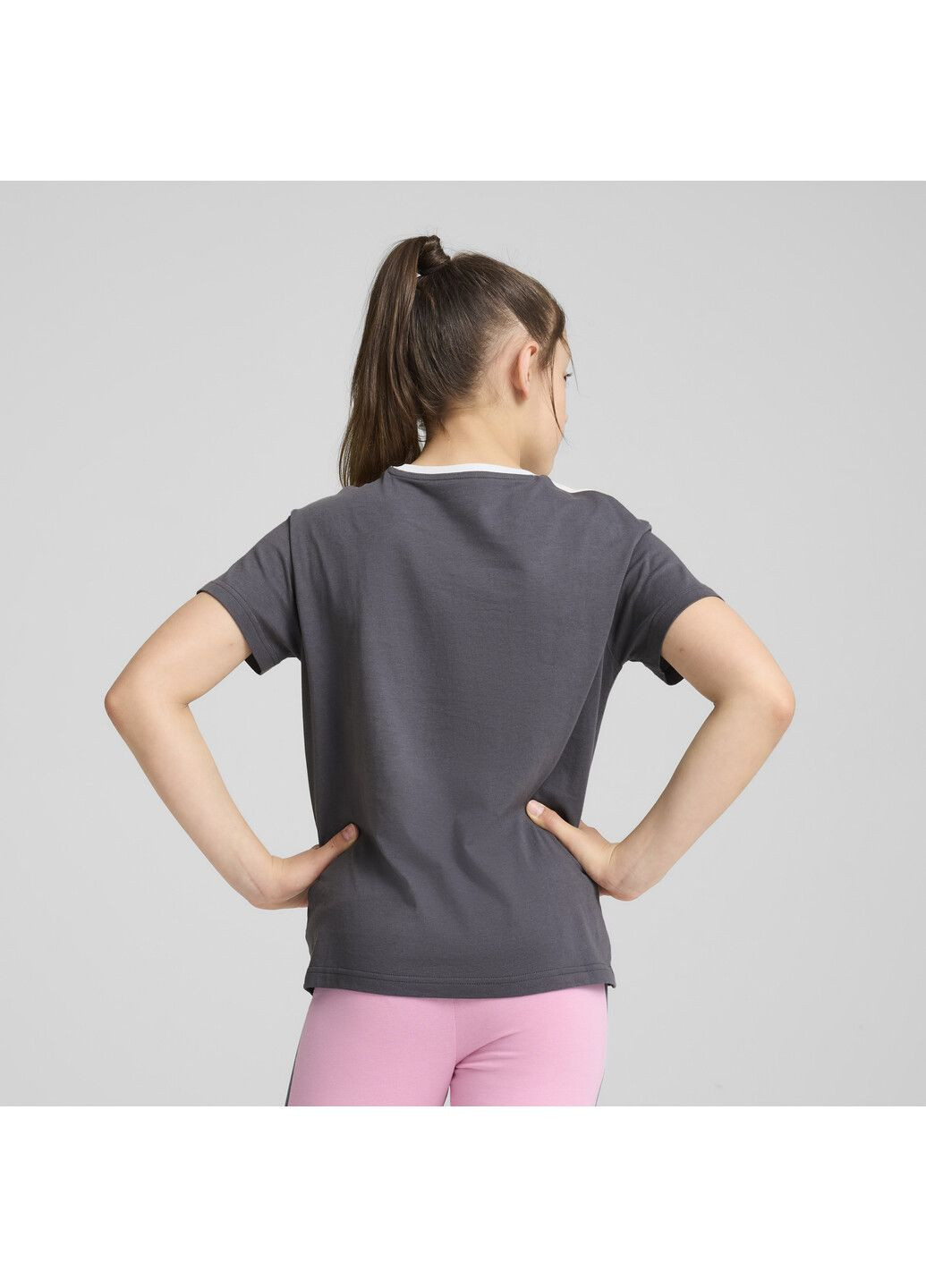 Сіра демісезонна дитяча футболка power relaxed tee youth Puma