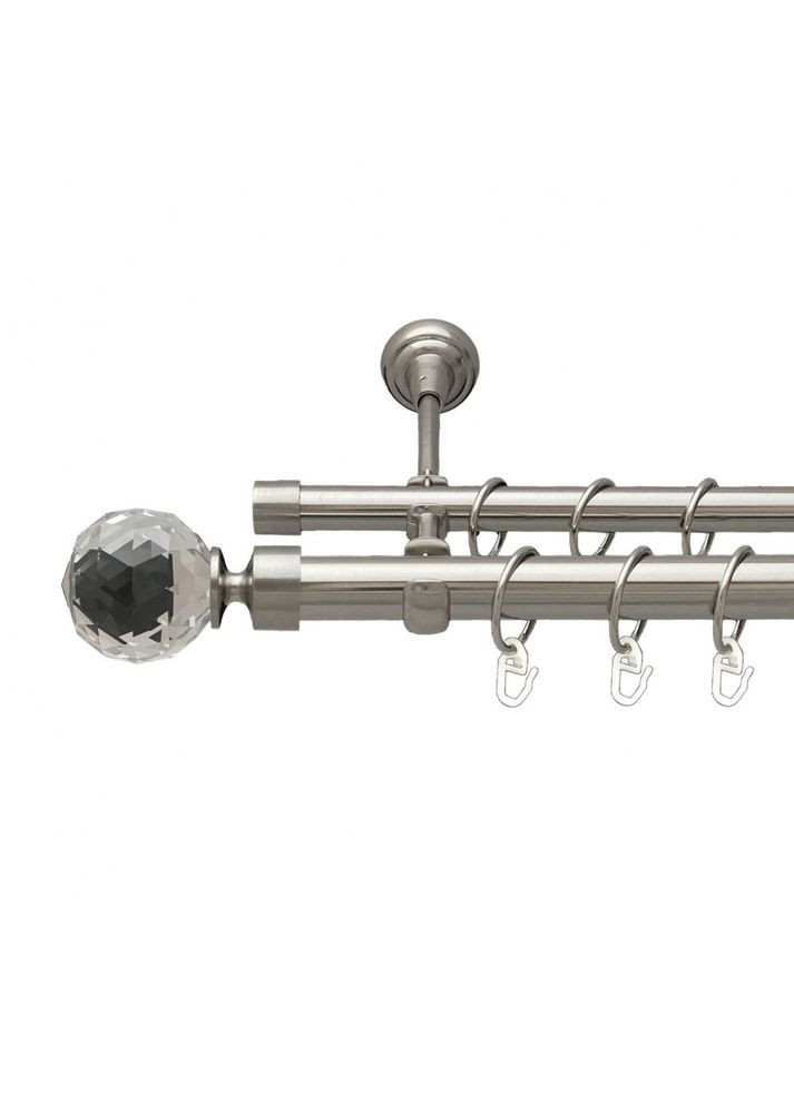 Карниз Люмиера металлический двухрядный открытый гладкая труба Нержавеющая сталь 25\19 мм 160 см (7075455) ORVIT (300799653)