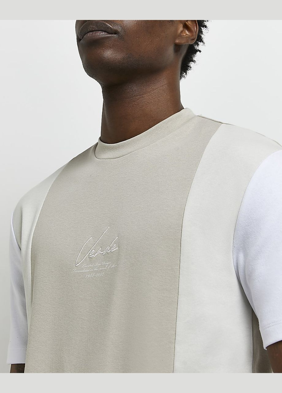 Белая футболка пл.материал,белый-бежевый с принтом, River Island