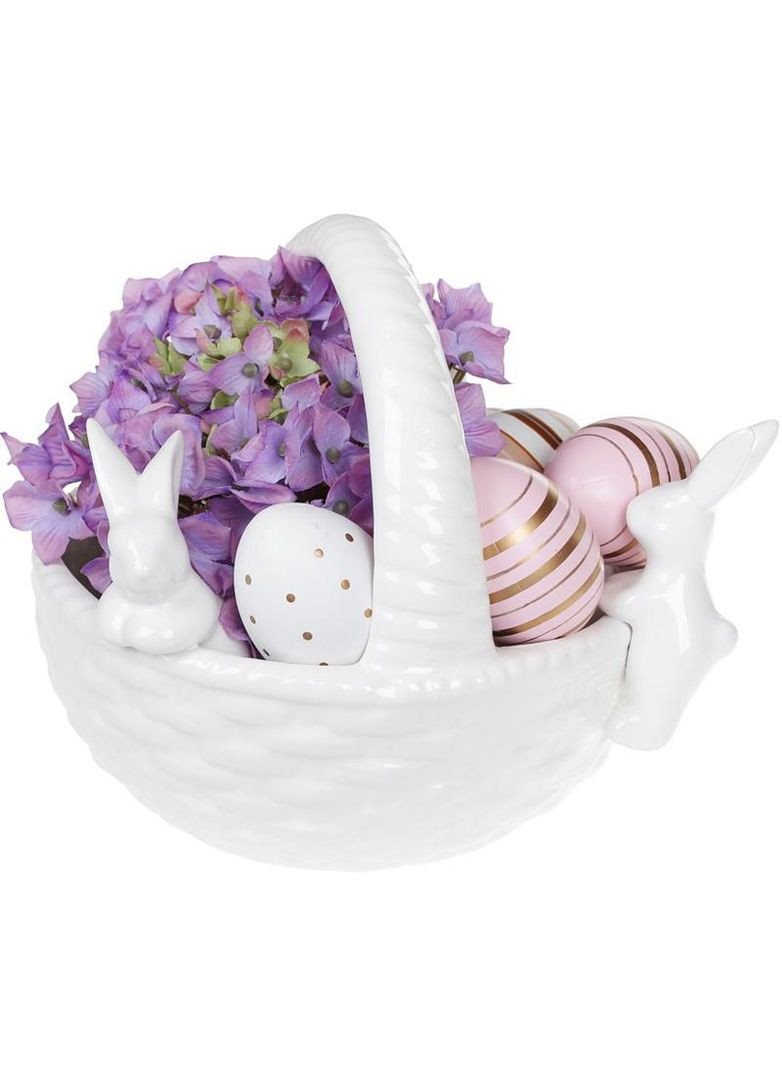 Цукерниця декоративна "Кошик з кроликами" (фруктовниця) 22х19х17.2см, білий Bona (372173038)
