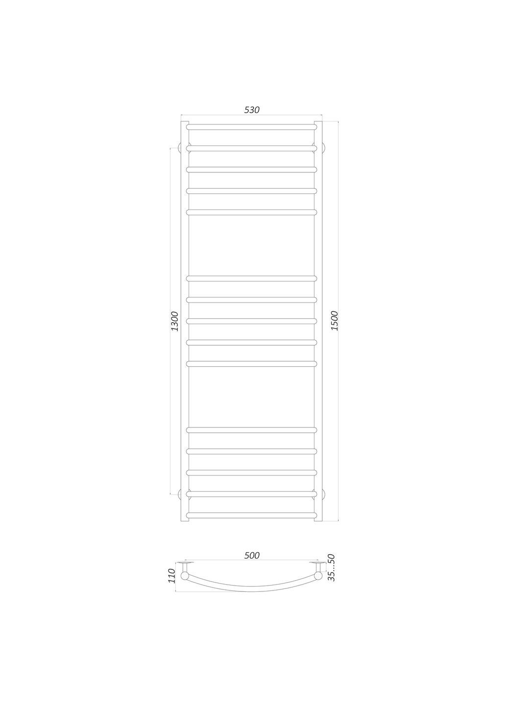 Рушникосушарка LDE ER 1500500-15 Драбинка Дуга Еліт електро UNIO (299998897)
