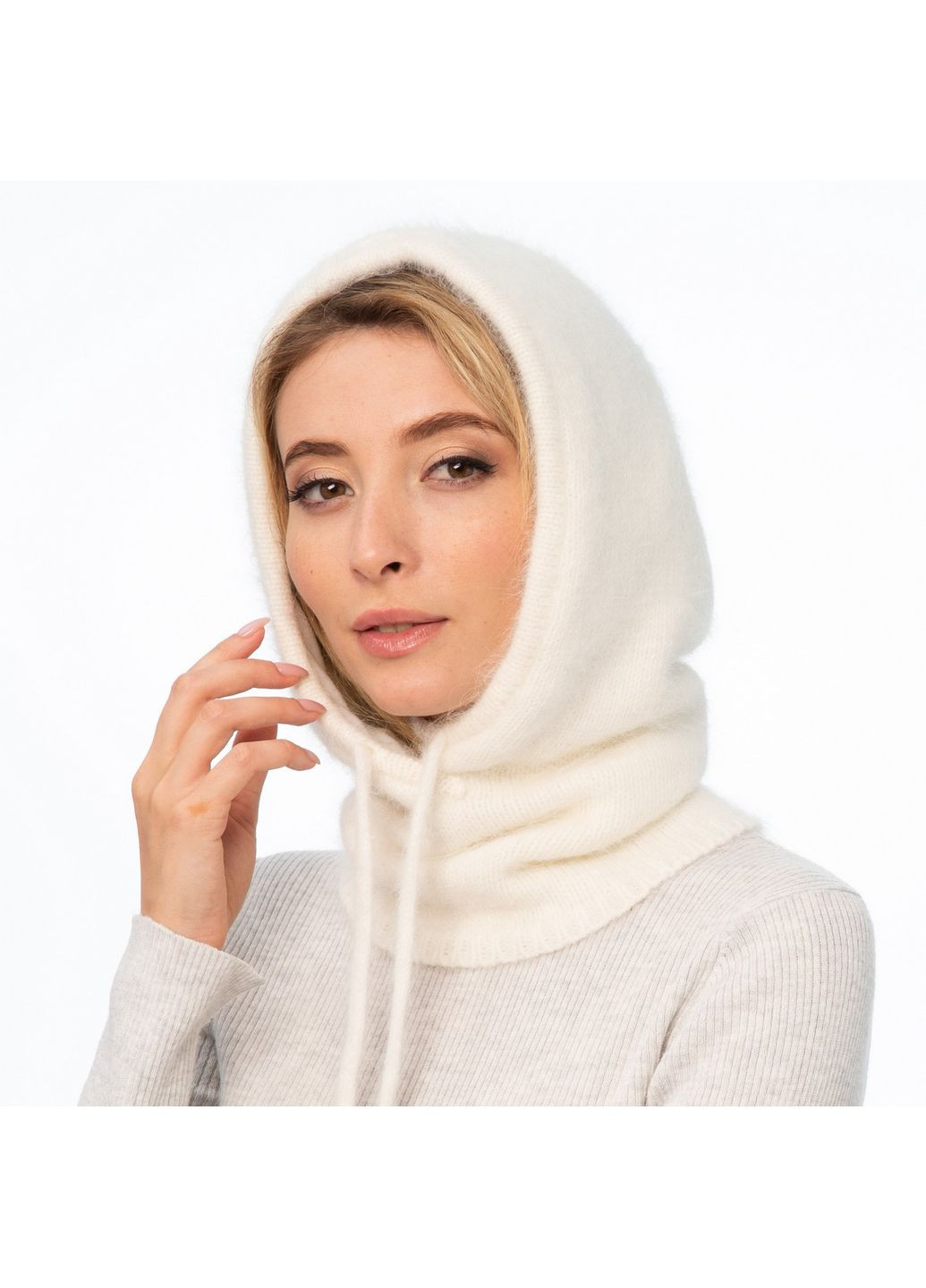 Капор женский ангора молочный BILLIE LuckyLOOK 237-056 (322792697)