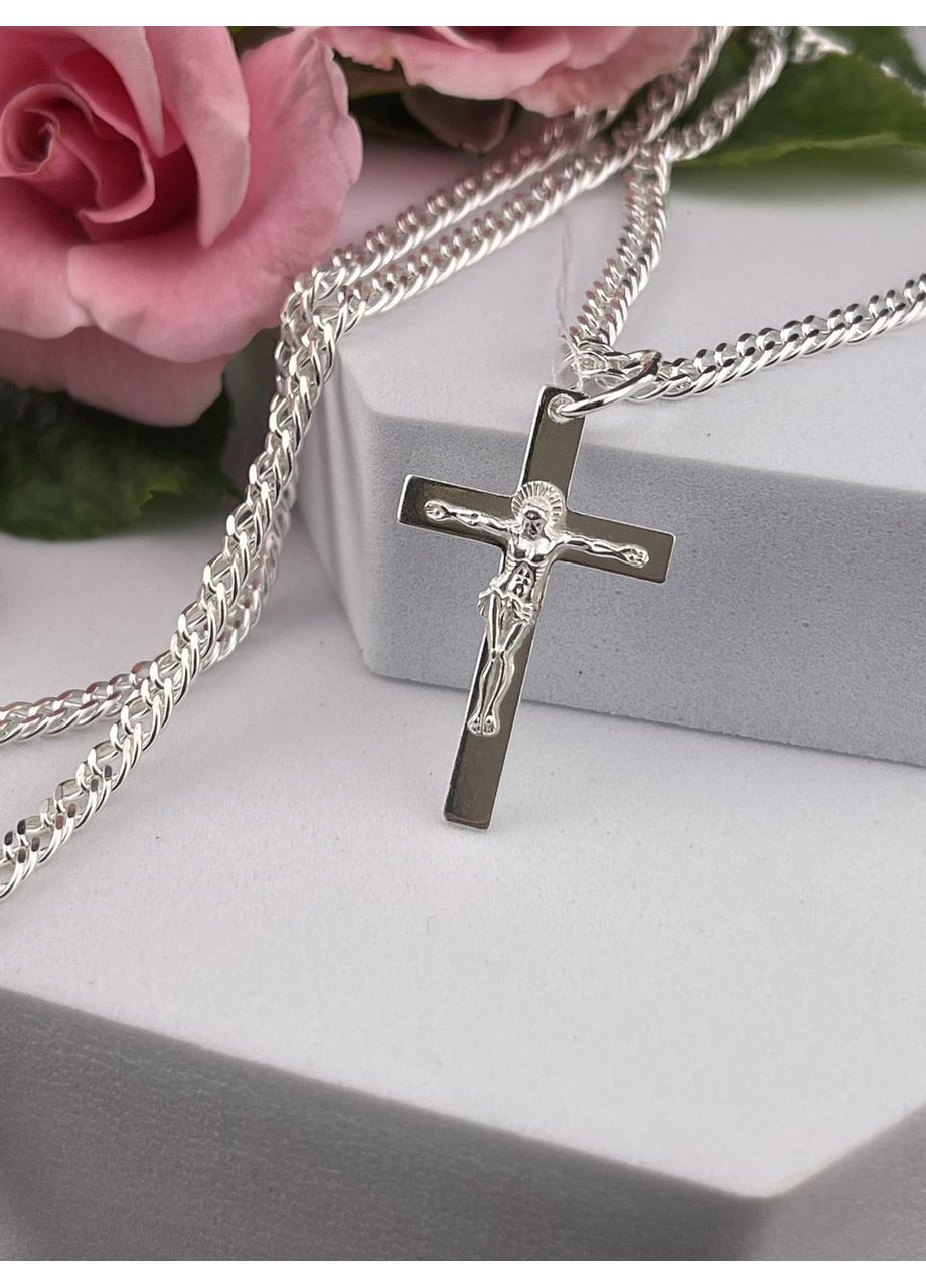 Комплект релігійний жіночий "Ланцюжок з хрестиком" No Brand (323017147)