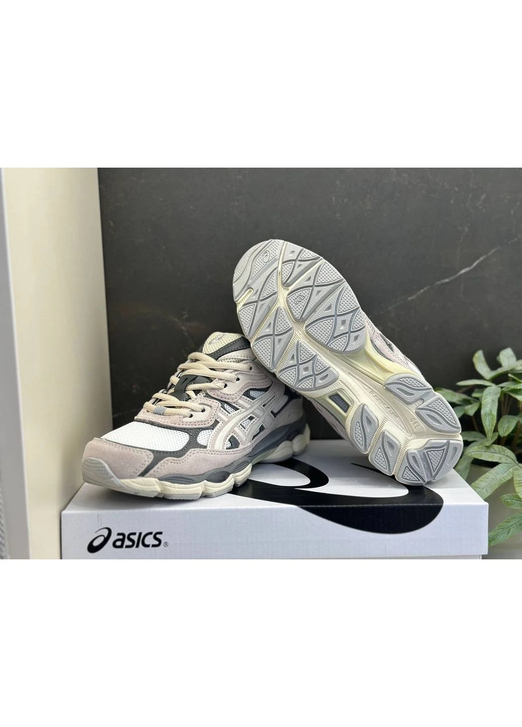 Белые летние кроссовки asics gel-nyc white grey асикс гель нюк No Brand