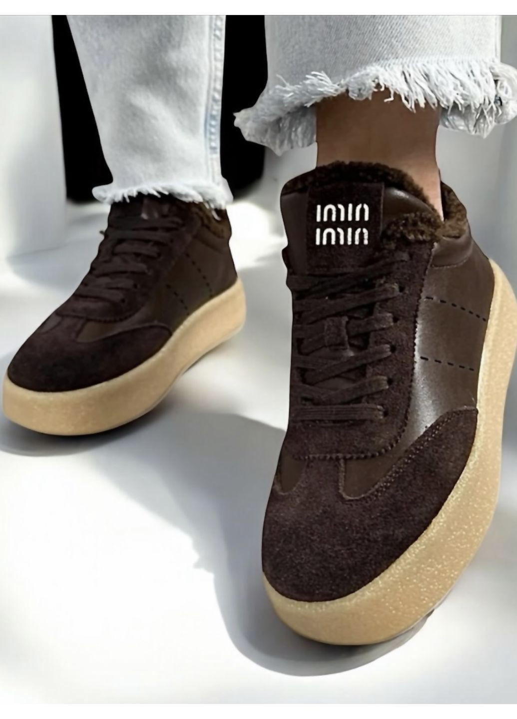 Зимові жіночі кросівки шоколадному кольорі No Brand коричневі зими (367583499)