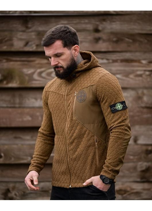 Мужская демисезонная кофта на флисе Stone Island койот No Brand (370603903)