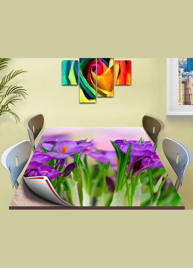 Покрытие для стола, мягкое стекло с фотопринтом, Весенние цветы 120 х 120 см (1 мм) МСПБfl10717 Декоинт (278288043)