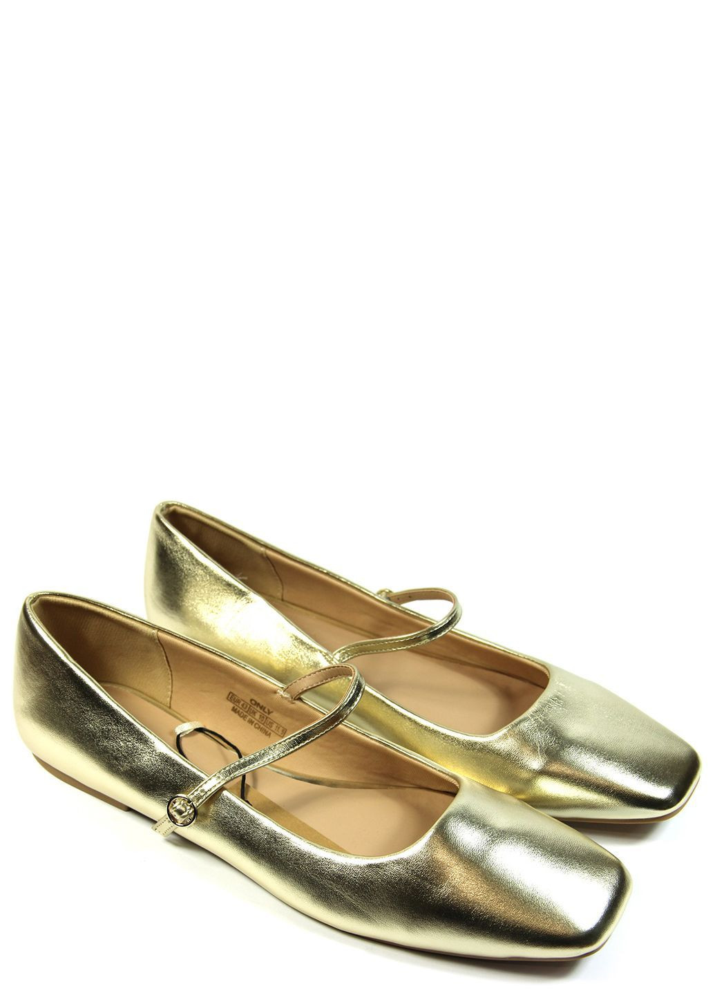 Жіночі жіночі балетки Only | золоті однотонні штучна шкіра (369164290)