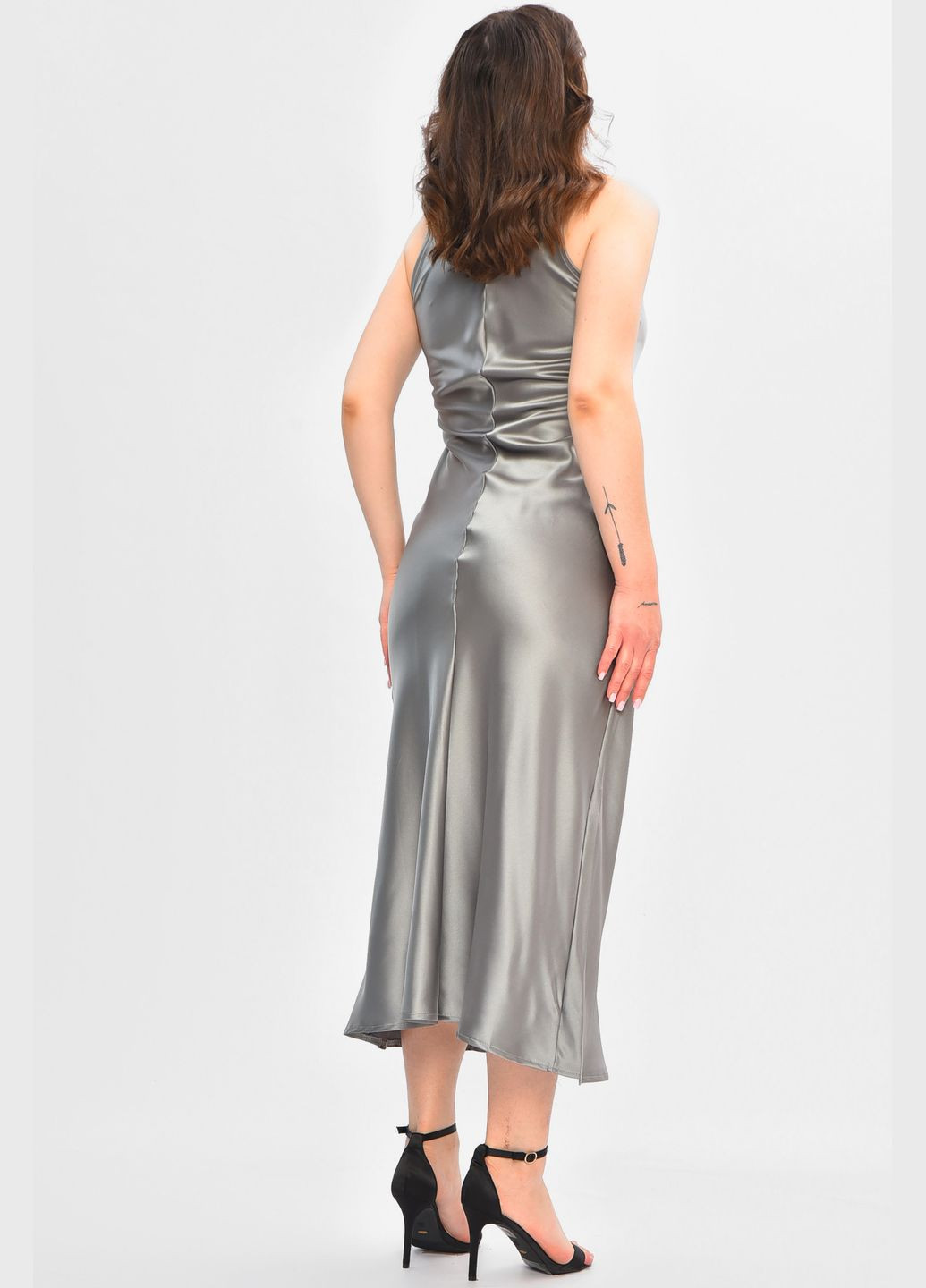 Світло-сіра повсякденний сукня жіноча однотонна світло-сірого кольору силуетна Let's Shop однотонна