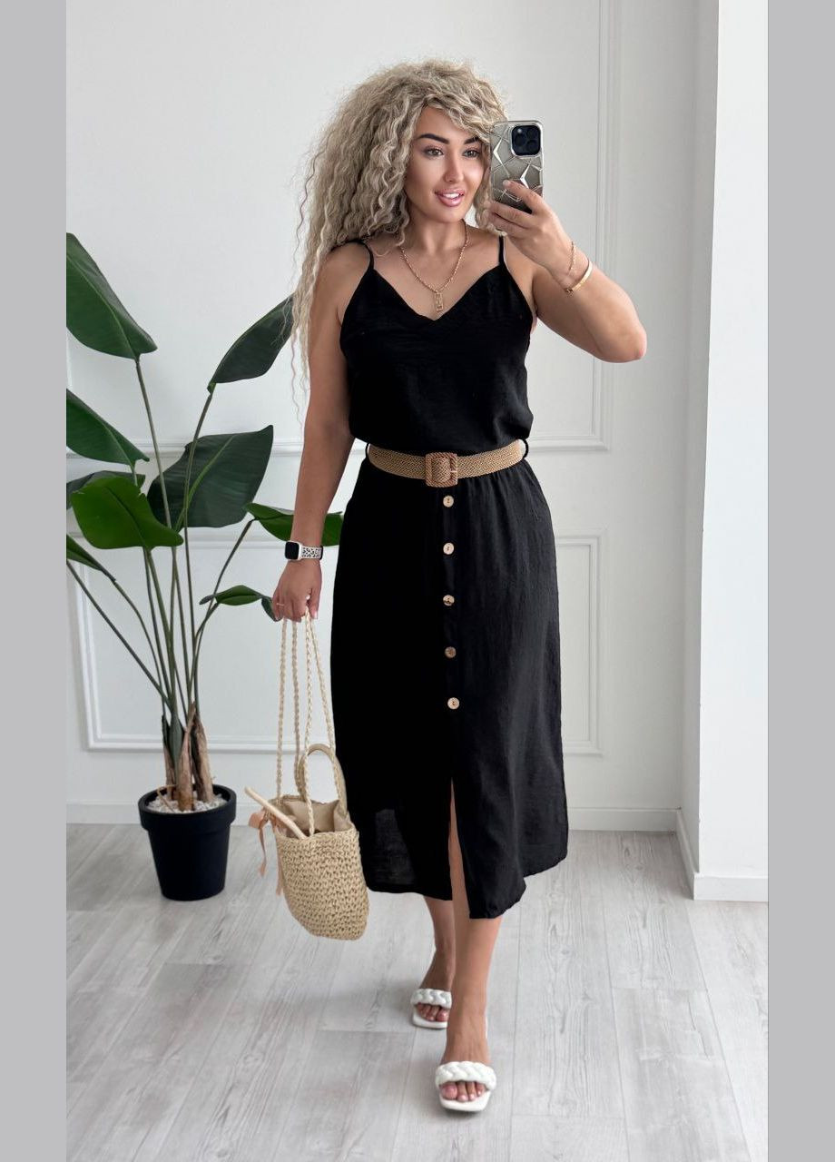 Жіночий літній костюм з льону майка + спідниця MonCher (338212553)