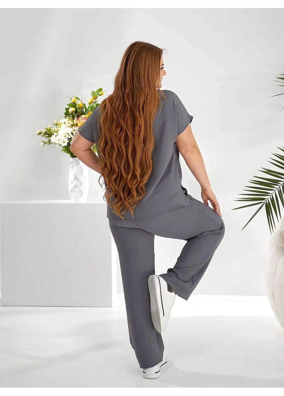 Женский костюм из крепа NA523 синего цвета 00647 No Brand (399866946)