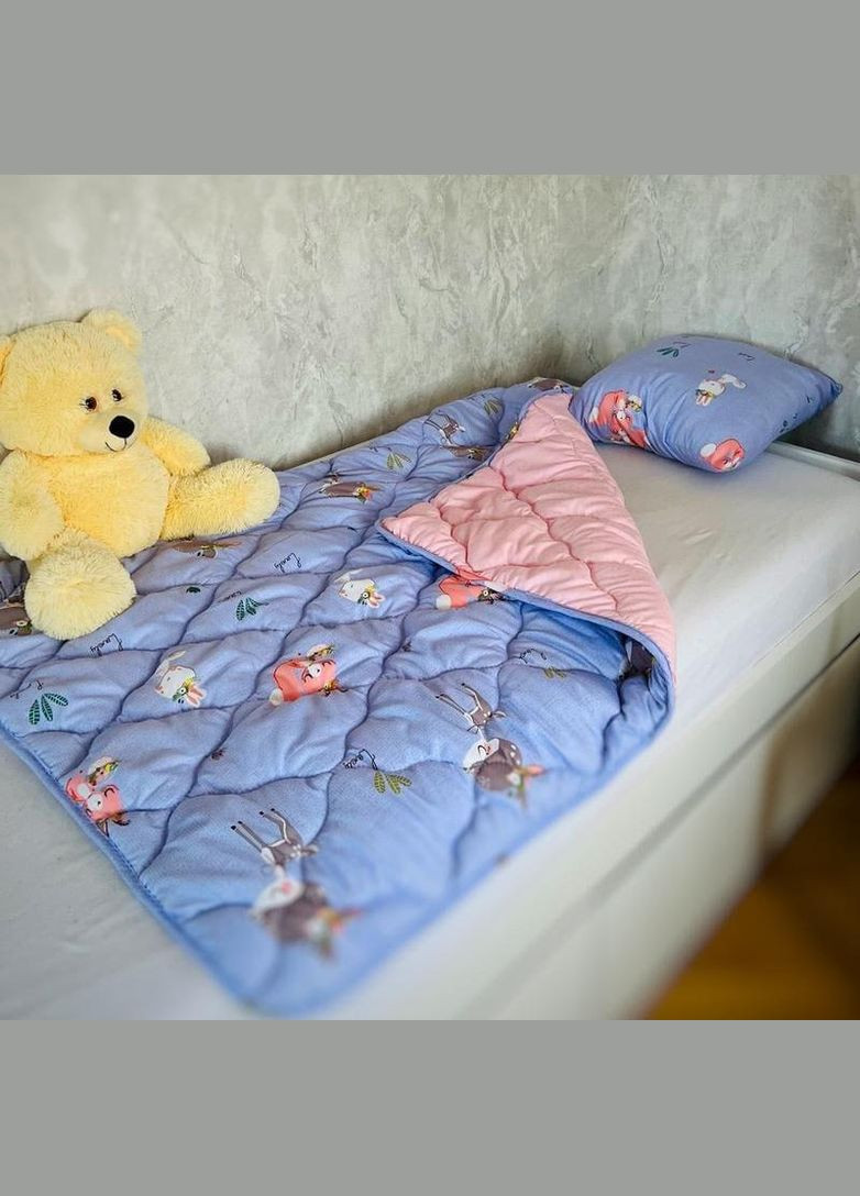 Набор антиаллергенный с одеялом и подушкой микрофибра розово-голубой (Е7000-51) No Brand (306633688)