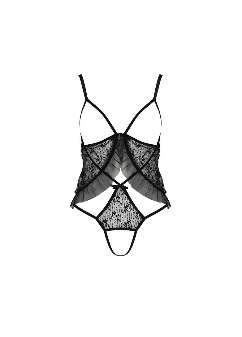 Боді монокіні з відкритими грудьми JUSTINA BODY black L/XL, 2XL/ Passion (371389325)