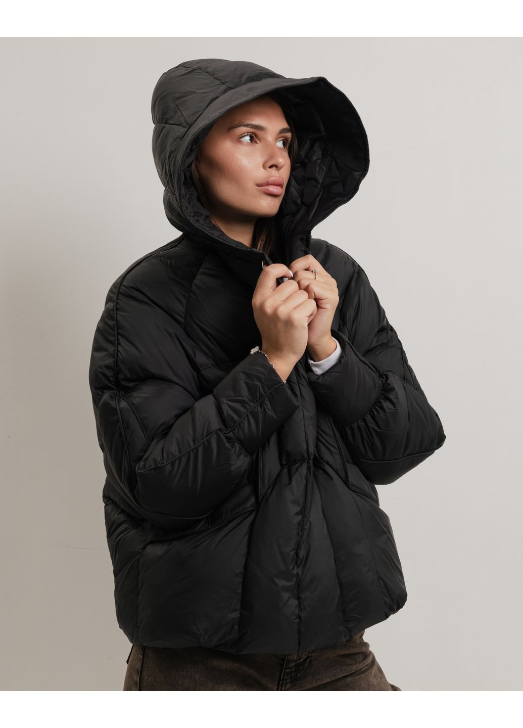 Чорна зимня куртка жіноча з хутром чорна ZLLY