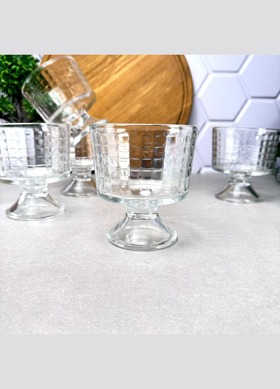 Набор стеклянных креманок на ножке 6 шт Рифлённые No Brand (308361002)