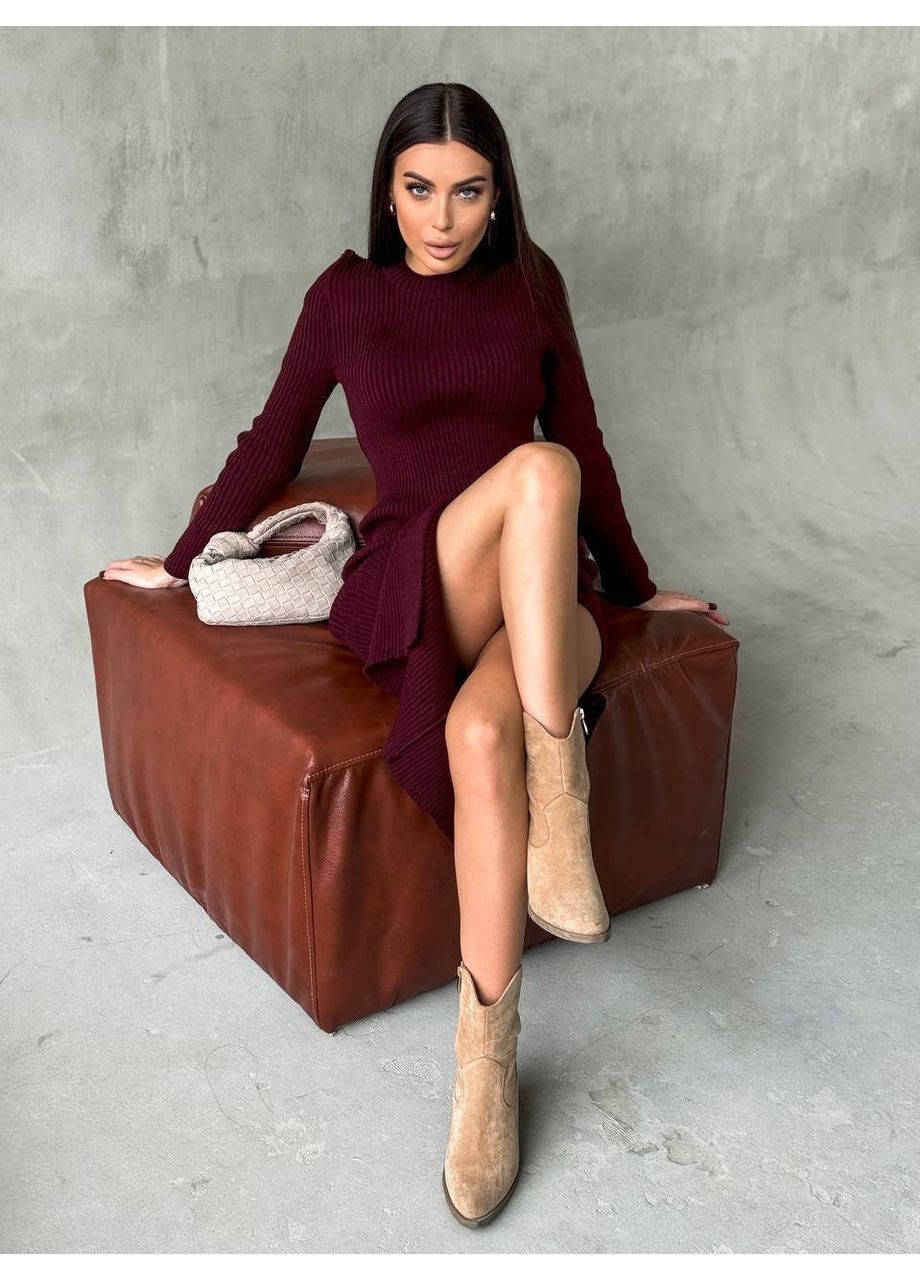 Бордова повсякденний, вечірня, ділова, кежуал жіноча сукня силуетна No Brand