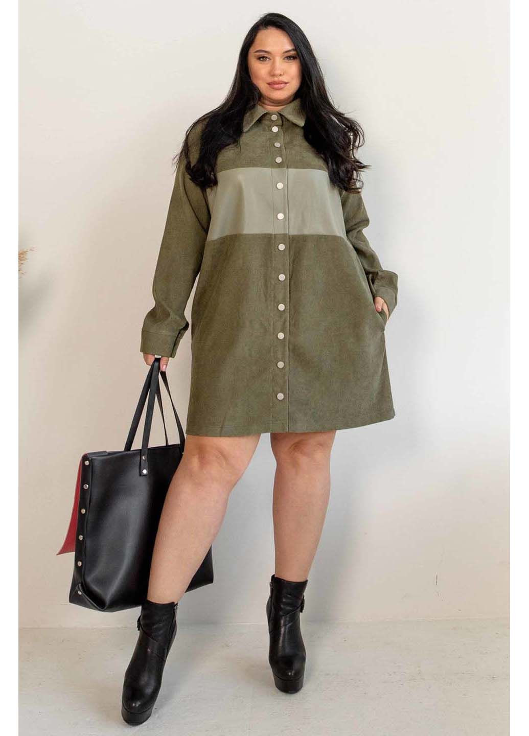 Оливкова (хакі) святковий сукня Ри Мари однотонна