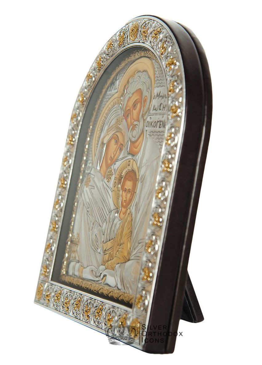 Серебряная Икона Святая Семья 21х26см в арочном киоте под стеклом Silver Axion (266266146)