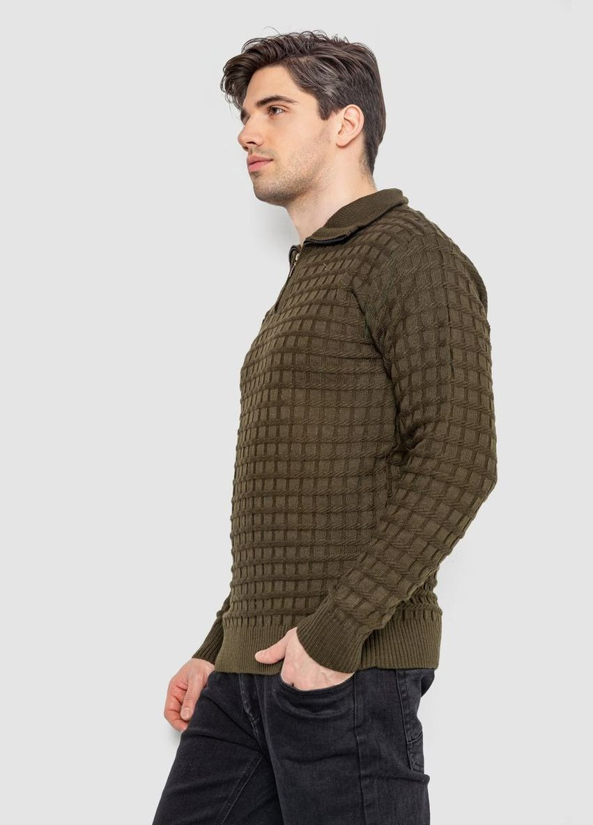 Оливковый (хаки) демисезонный свитер мужской однотонный Ager 161R920