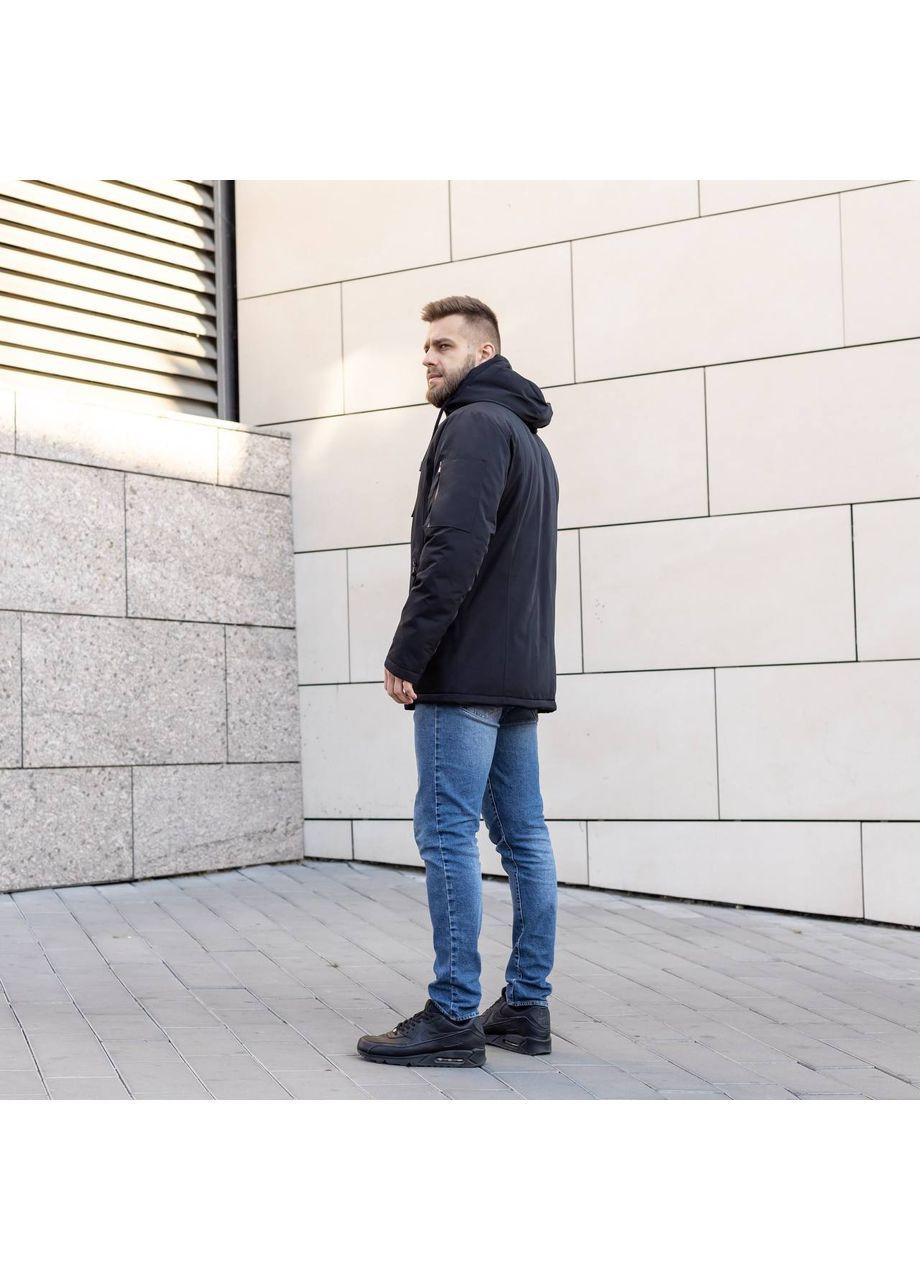 Чорна зимня чоловіча зимова куртка великого розміру SK