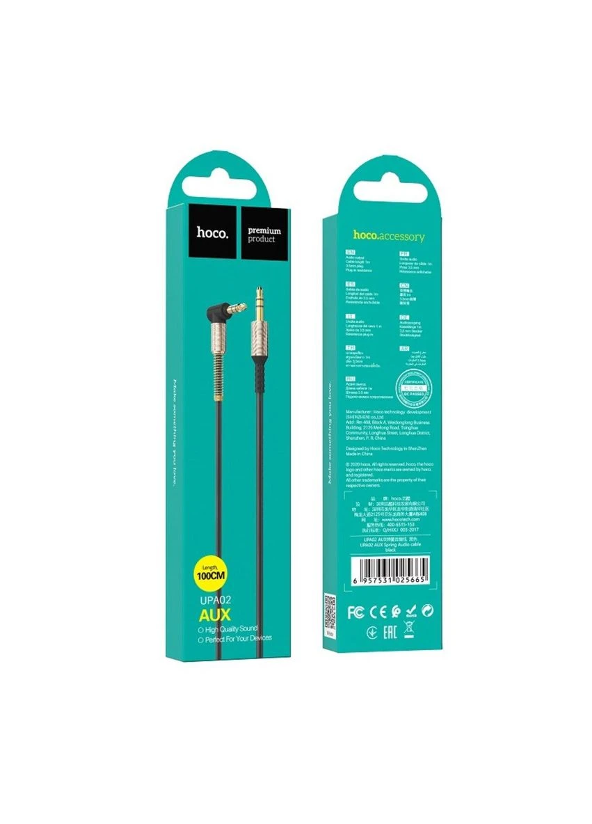 Аудиокабель UPA02 AUX Spring Audio cable Black Hoco (301091046)