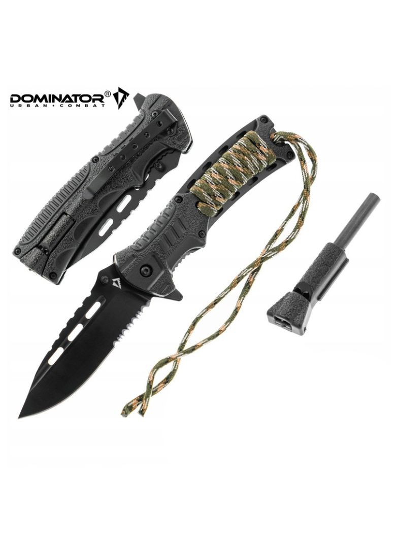 Спасательный Пружинный Складной Нож для Выживания FIRST ROPE PARACORD WHISTLE с Огнивом Dominator (342966908)
