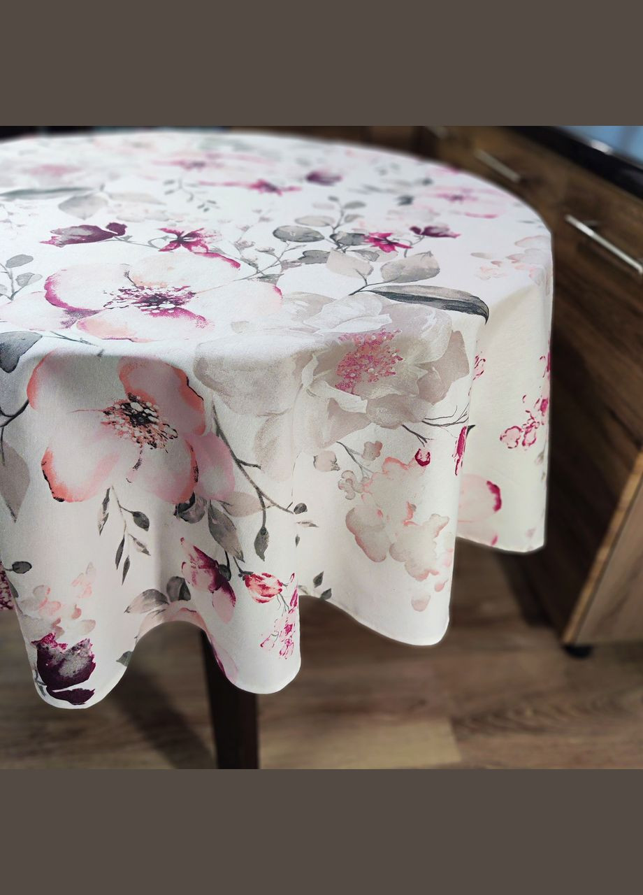Скатерть на овальный стол с тефлоновой водоотталкивающей пропиткой и цветочным принтом 120х160 Maystat (305390464)
