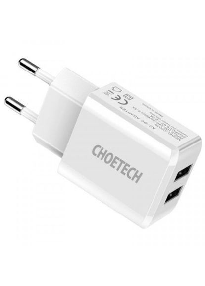 Зарядное устройство (C0030EUWH) CHOETECH 2xusb 5v/2a (287338608)