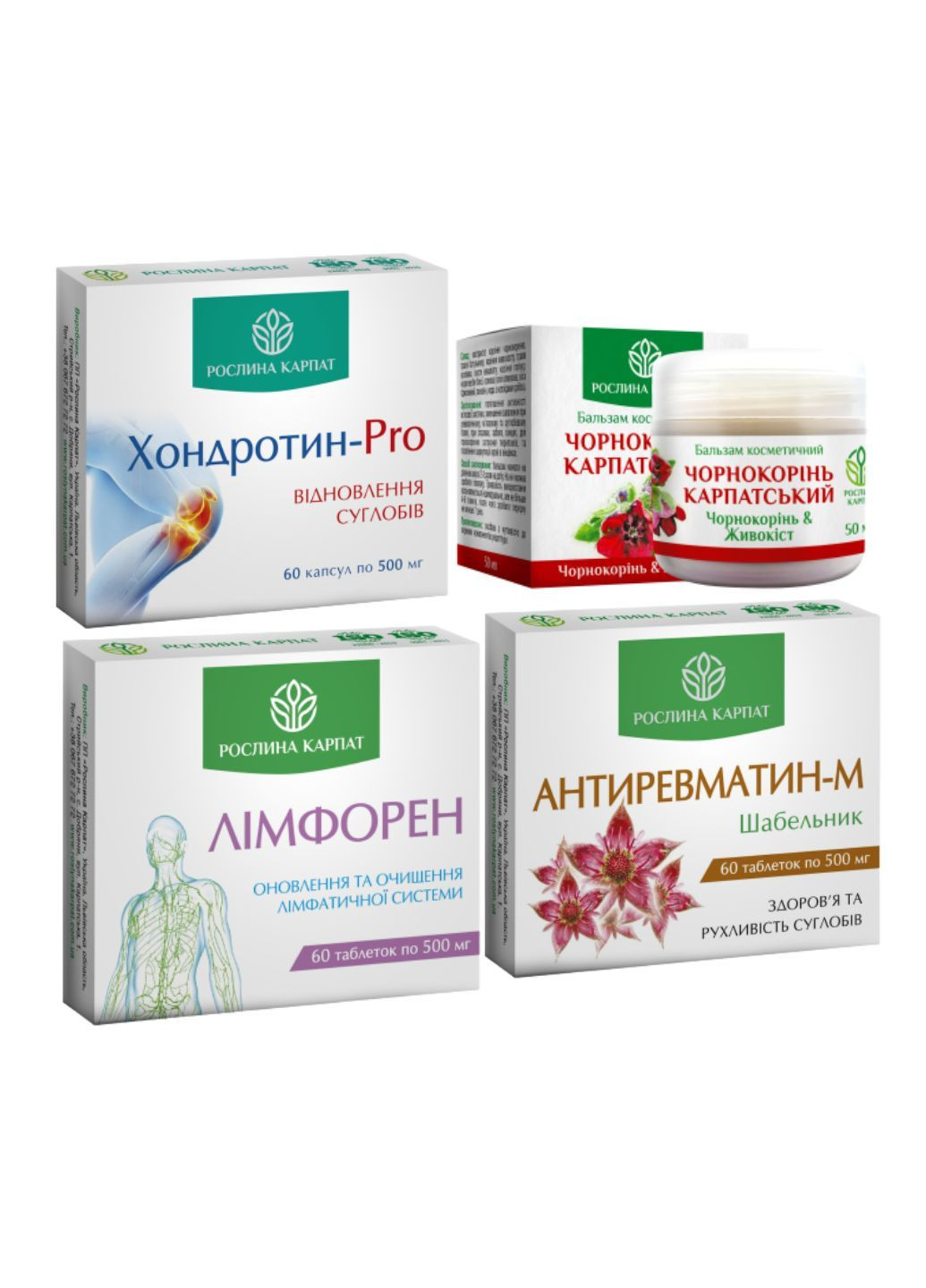 Программа при артритах и артрозах — Антиревматин, Хондротин, Чернокорень Карпатский, Лимфорен Растение Карпат. Рослина Карпат (364202046)