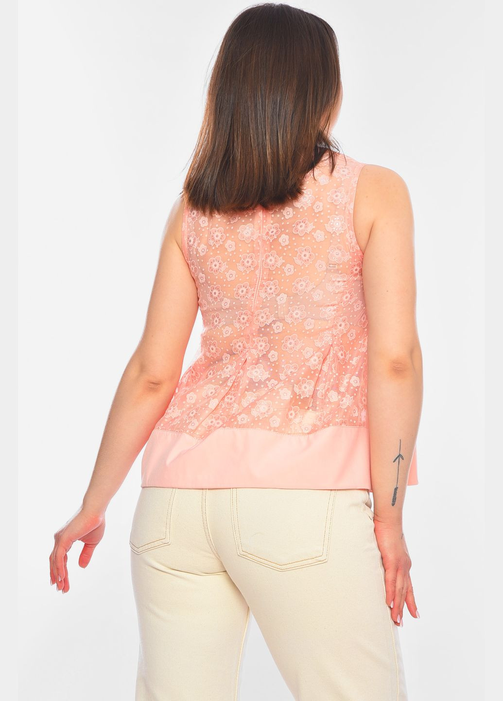 Розовая блуза женская светло-розового цвета с баской Let's Shop