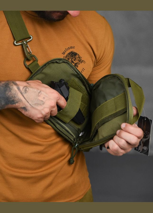 Тактична сумка через плече олива No Brand (301039027)