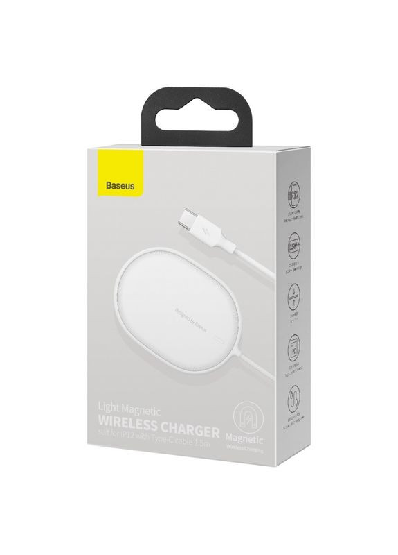 Заряджання бездротове Light Magnetic Wireless Charger набір для IPhone 12 15 W (WXQJ02) біле Baseus (293151937)